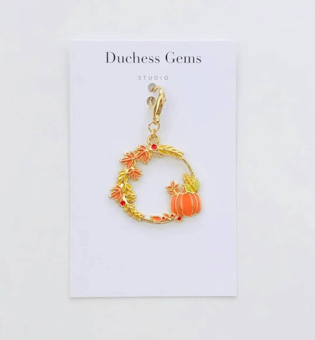 Pumpkin Wreath Journal Charm, Autumn Planner Charm