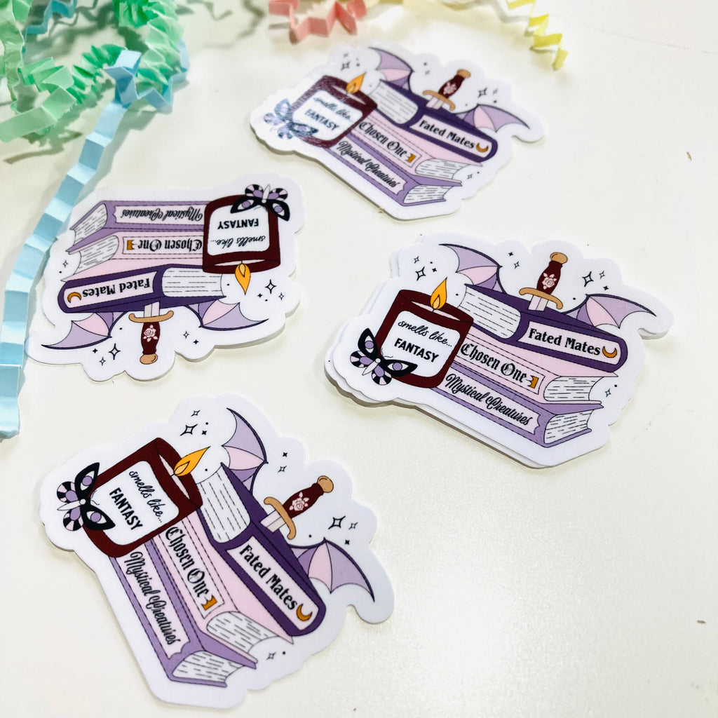Fantasy Book Stack Die Cut sticker