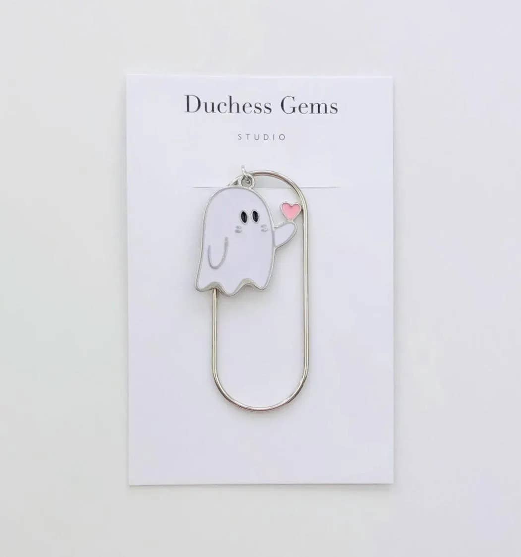 Ghost Heart Charm Paperclip, Spooky Bookish Notebook Clip