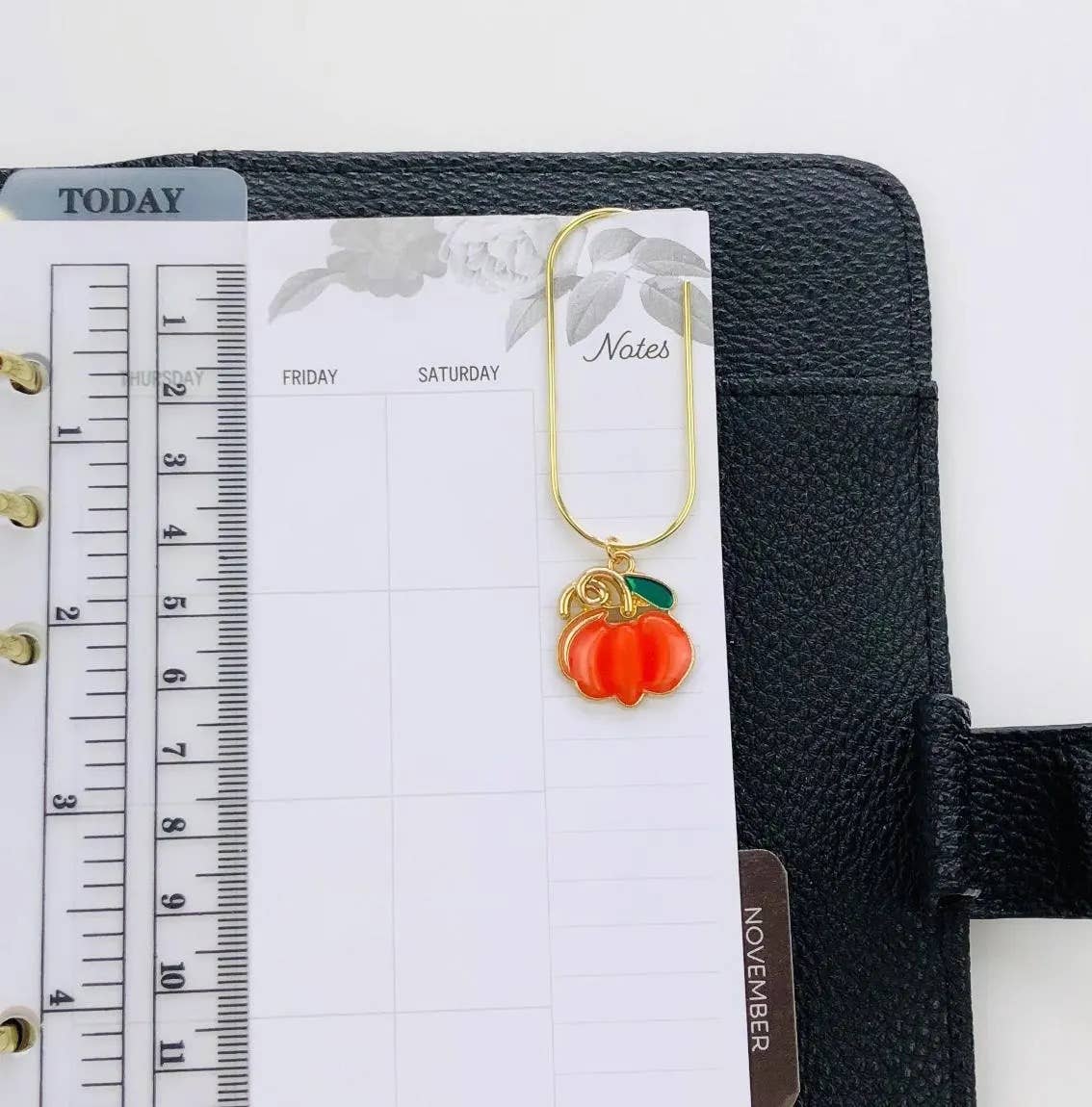 Pumpkin Charm Book Paperclip, Autumn Bookish Notebook Clip