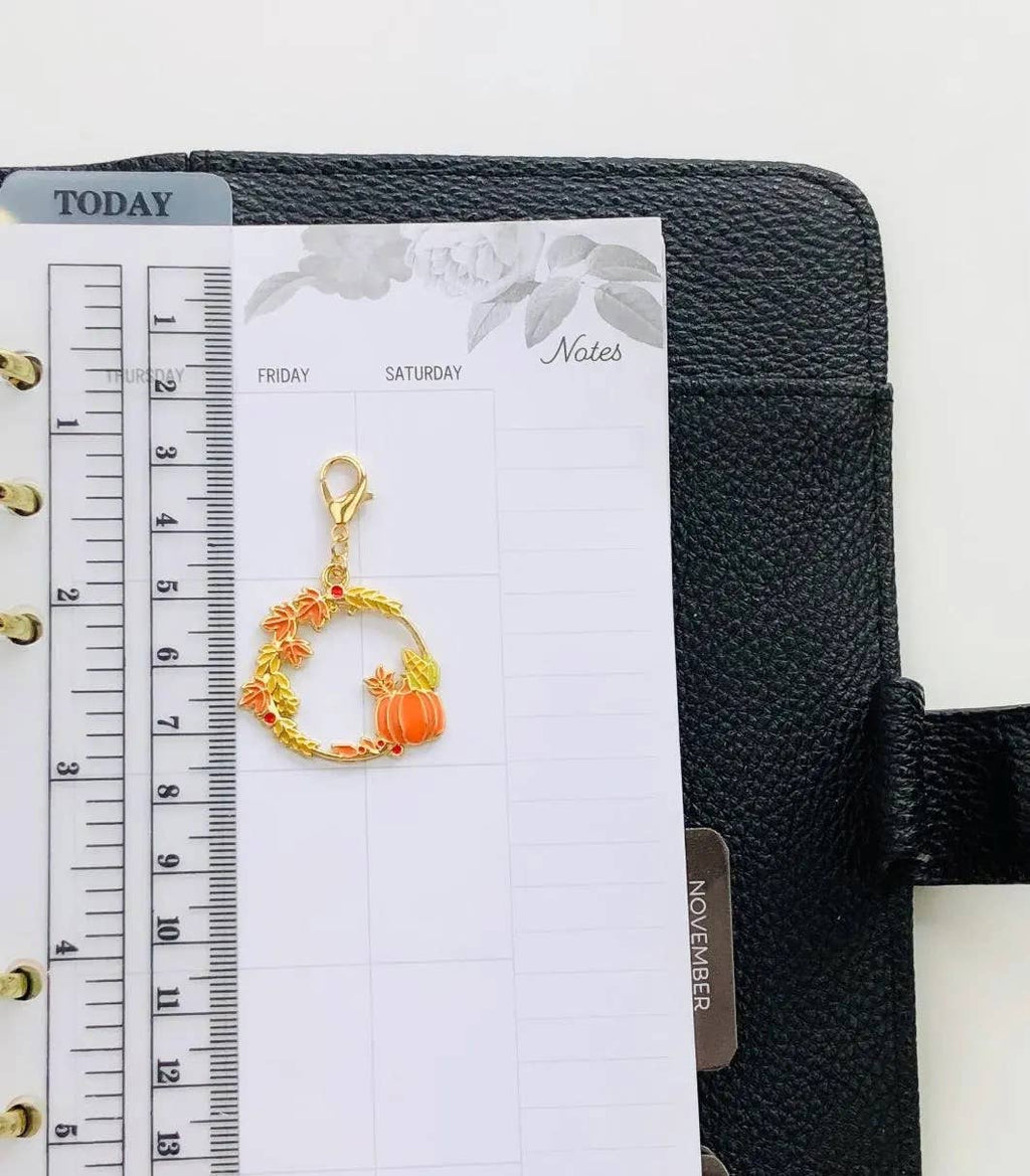 Pumpkin Wreath Journal Charm, Autumn Planner Charm