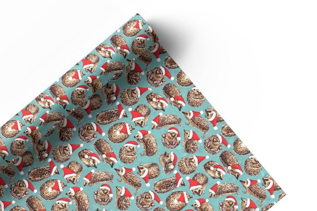 Christmas Hedgehogs wrapping paper Sheets