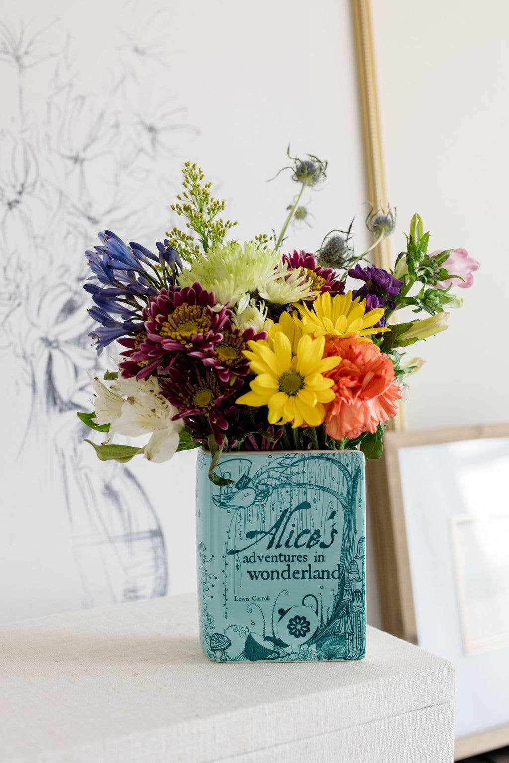 Small Book Vase, Alice in Wonderland - Blue (Case Pack)