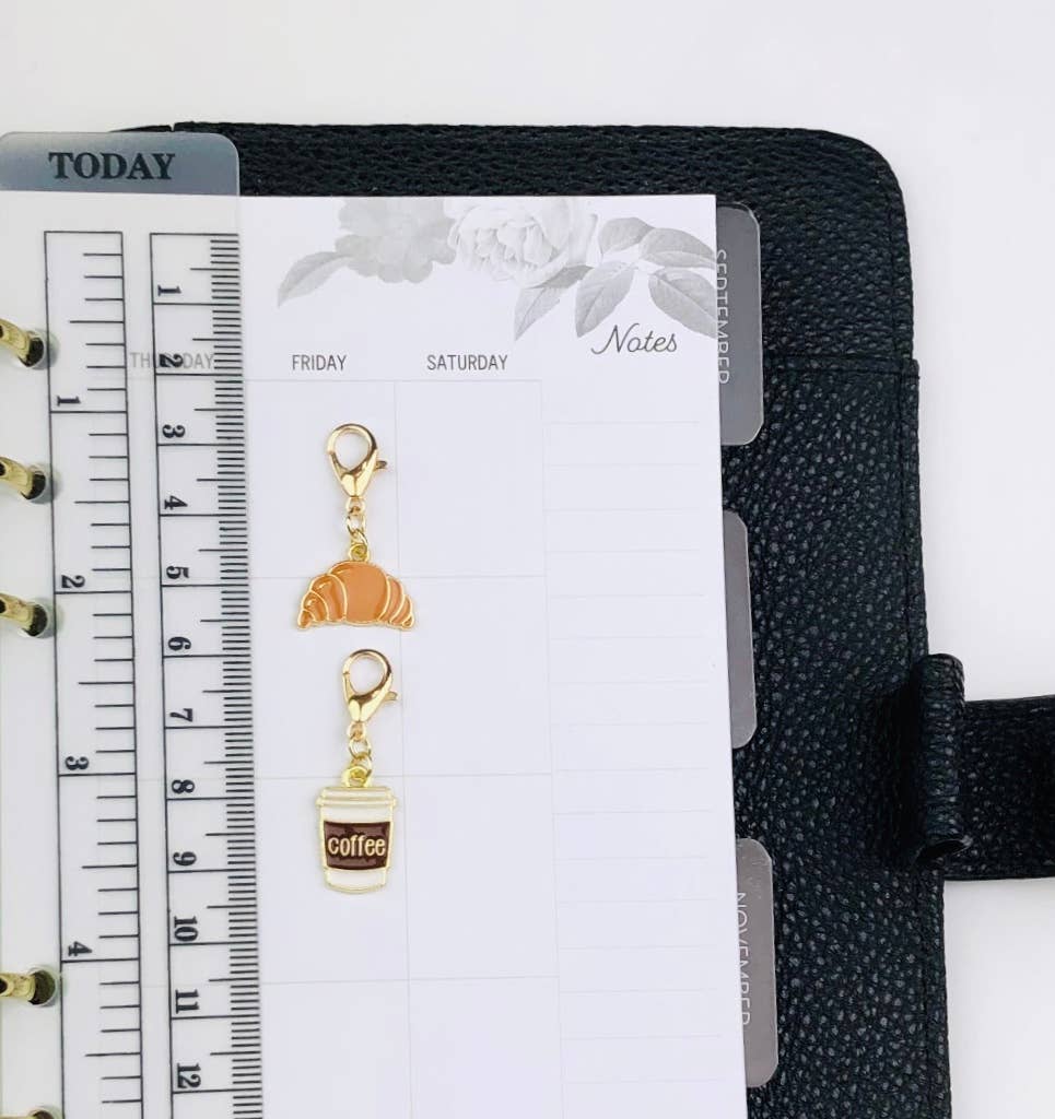 Coffee And Croissant Journal Charms, Breakfast Planner Charm