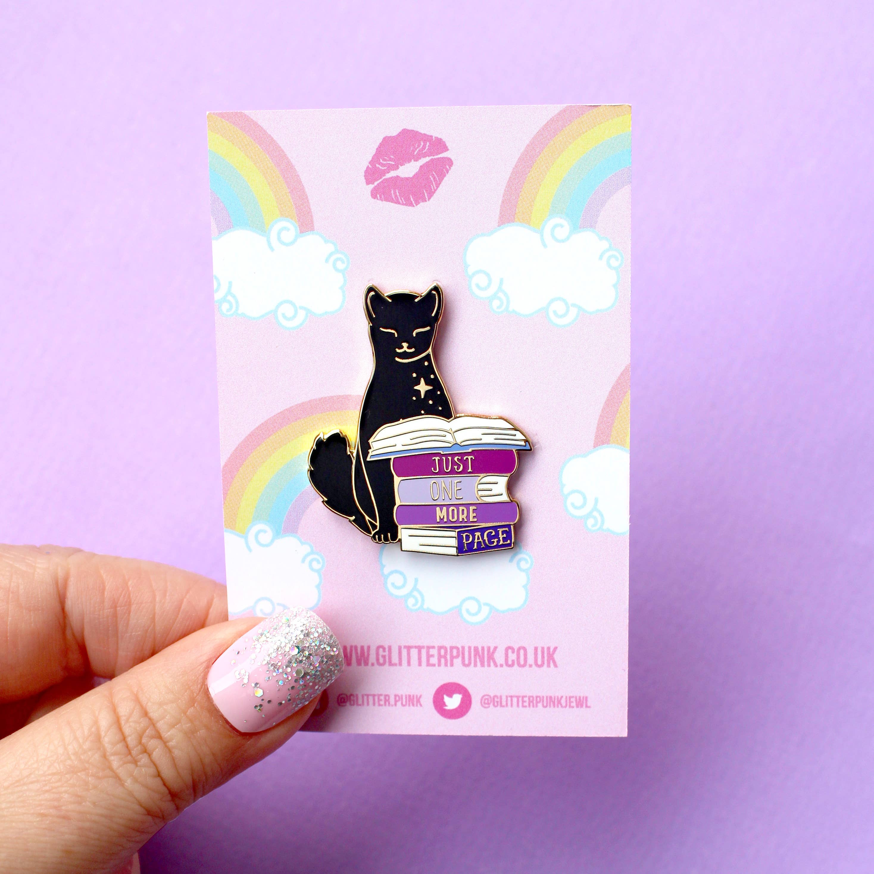 Just One More Page Book Cat - Enamel Pin