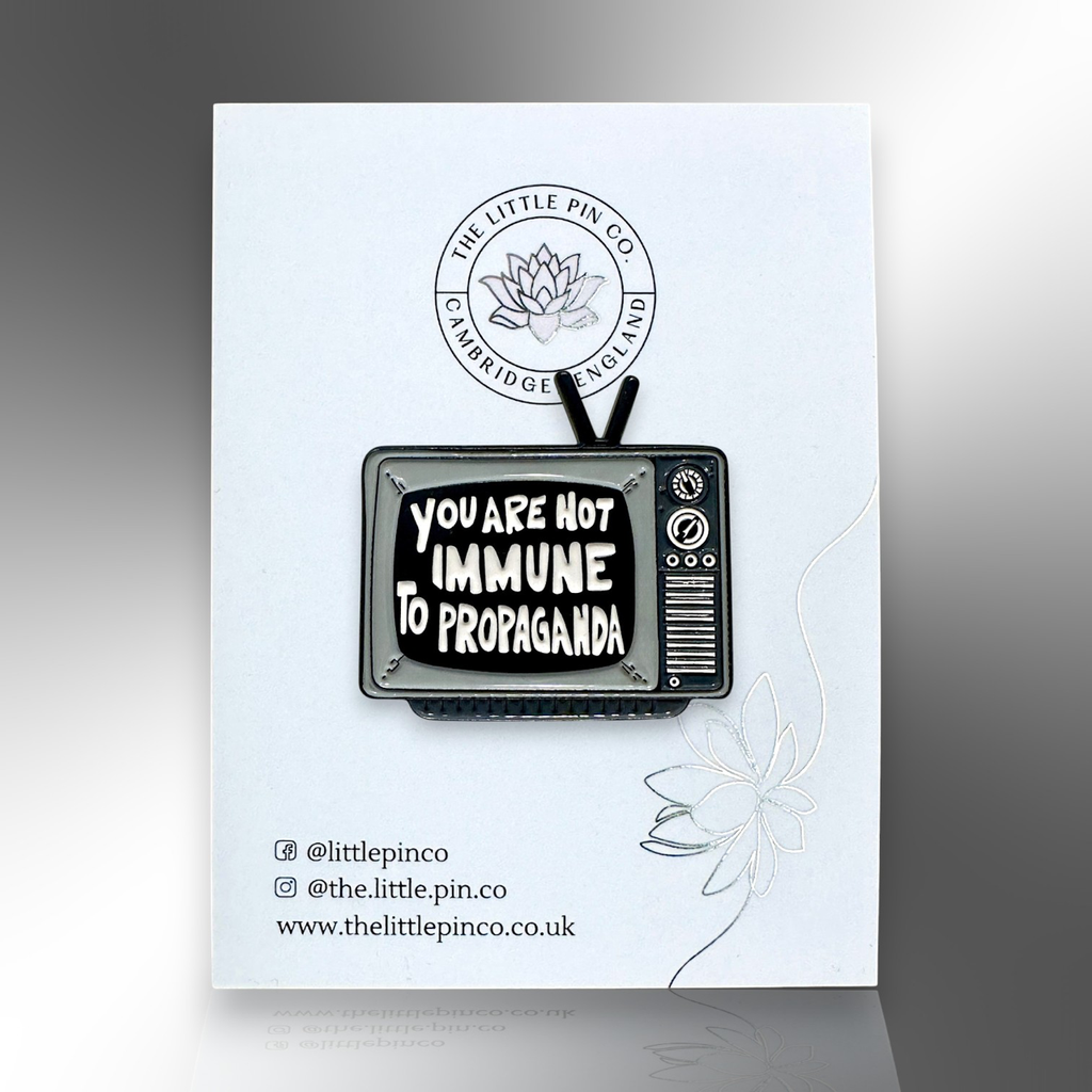 You Are Not Immune To Propaganda Retro Television Pin