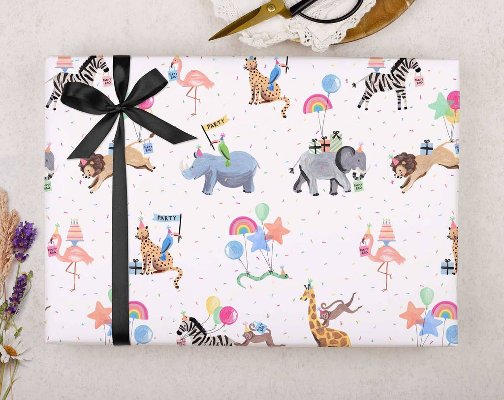 Zoo Animal Party Birthday Wrapping Paper | Gift Wrap