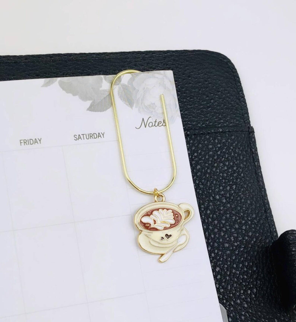 Cappuccino Charm Paper Clip, Coffee Bookmark