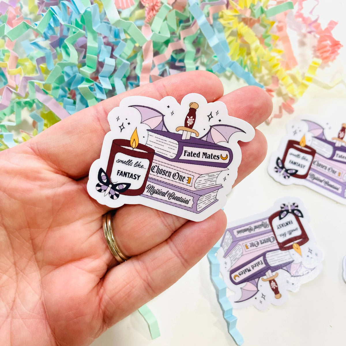 Fantasy Book Stack Die Cut sticker